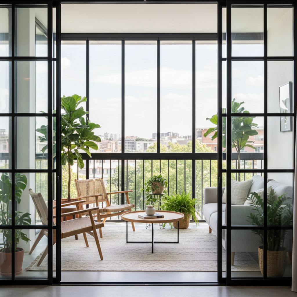 фото Французское остекление балкона: стиль и свет в интерьере