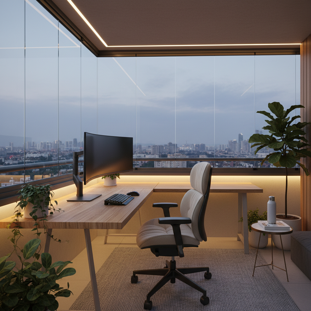 фото Балкон как рабочее место: эргономичные решения