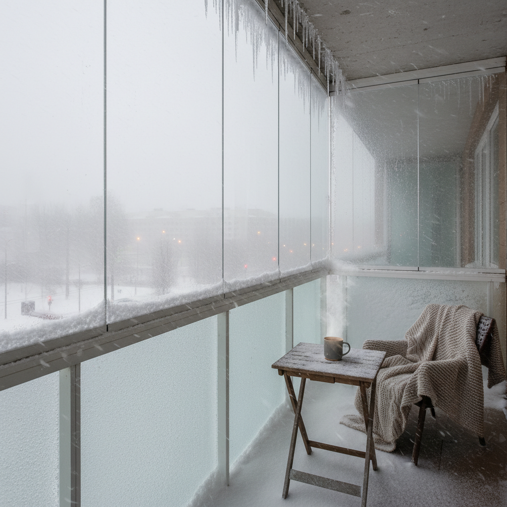 фото Остекление балкона зимой: особенности и риски