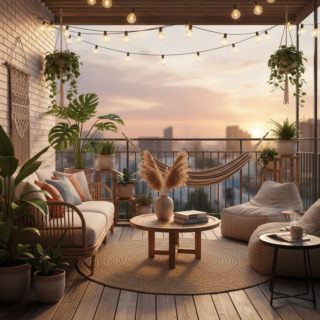 фото Балкон для отдыха: мебель и декор