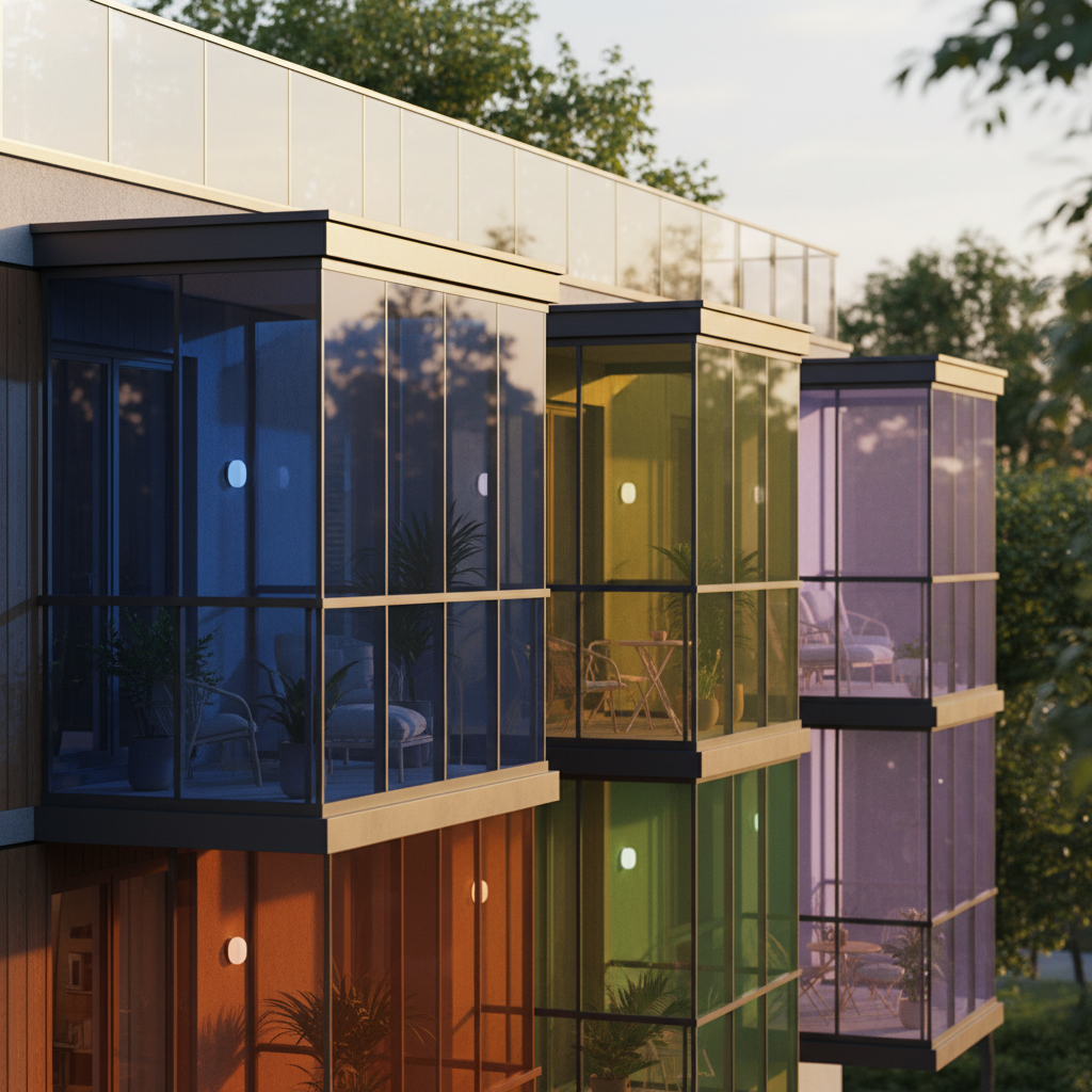 фото Цветное остекление балкона: варианты и применение