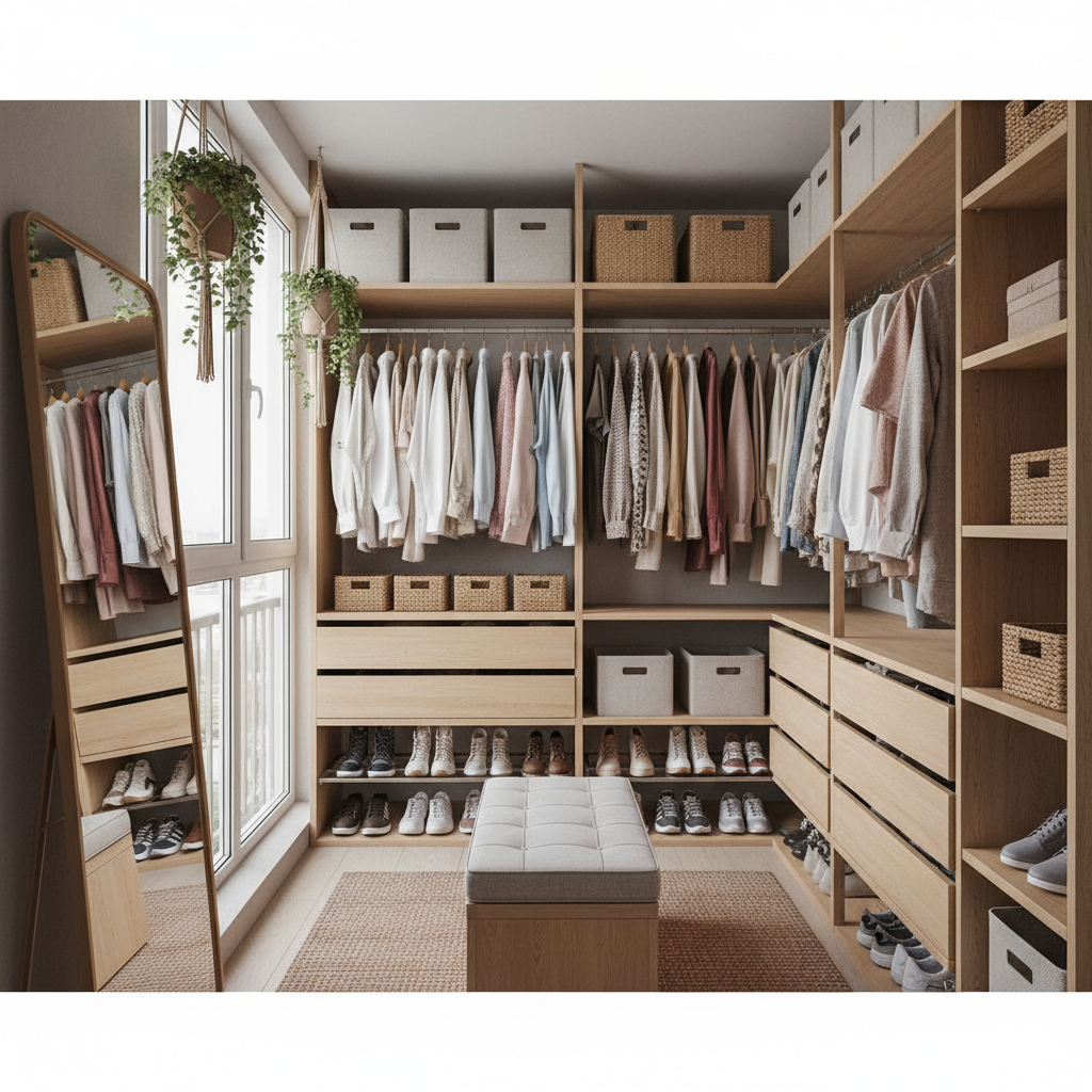 фото Балкон как мини‑гардеробная: планировка и хранение