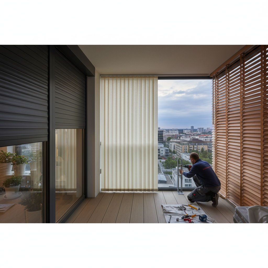 фото Балкон с жалюзи: виды и монтаж