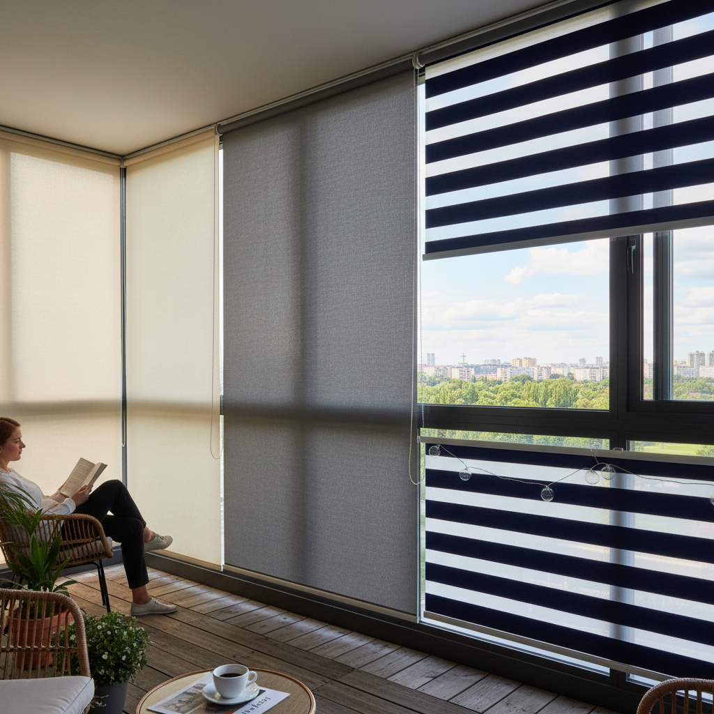 фото Балкон с рулонными шторами: плюсы и минусы