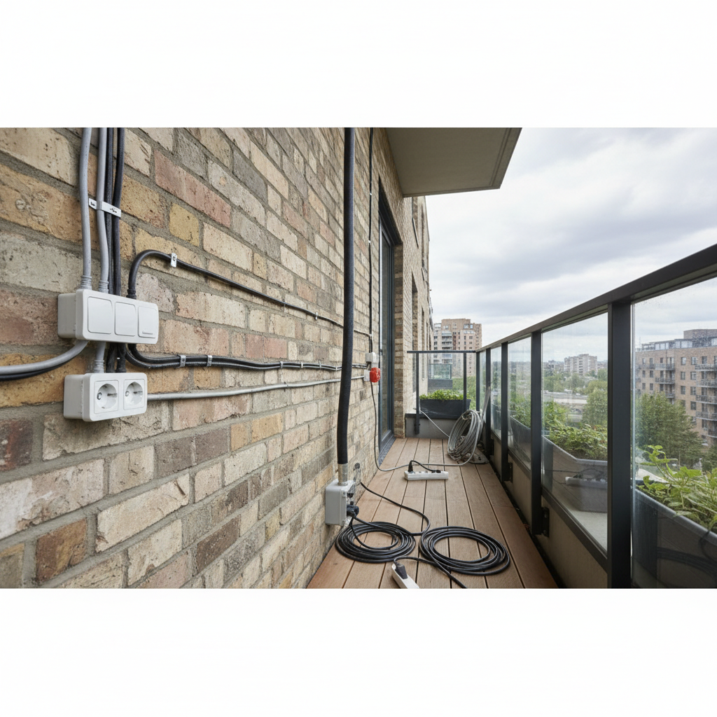 фото Балкон с электрикой: проводка и розетки