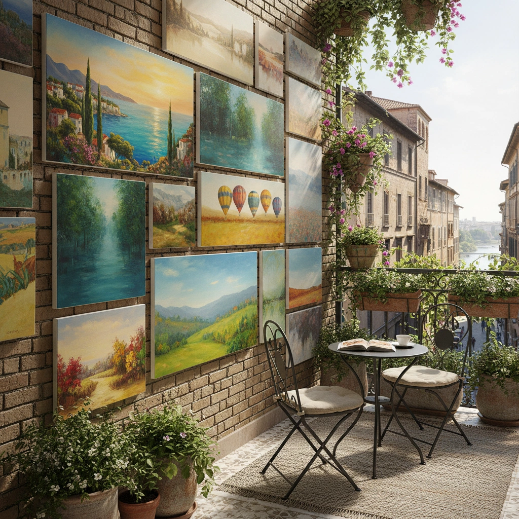 фото Балкон с картинами: декор стен