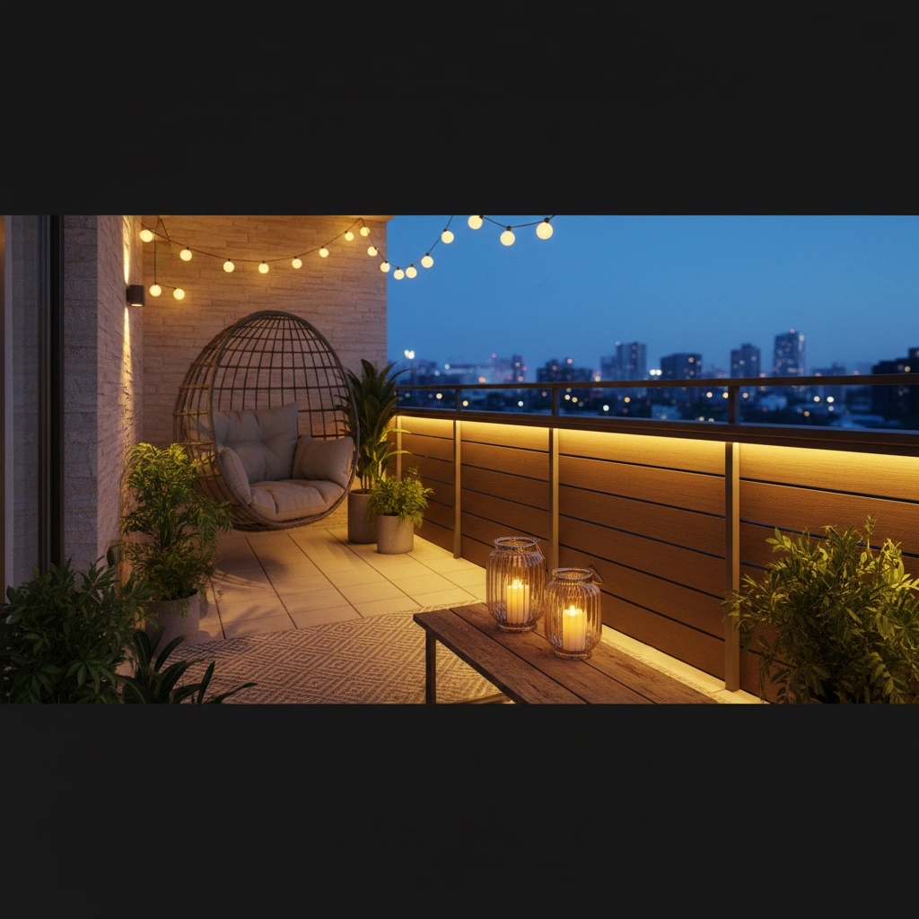 фото Балкон с подсветкой: акцентное освещение