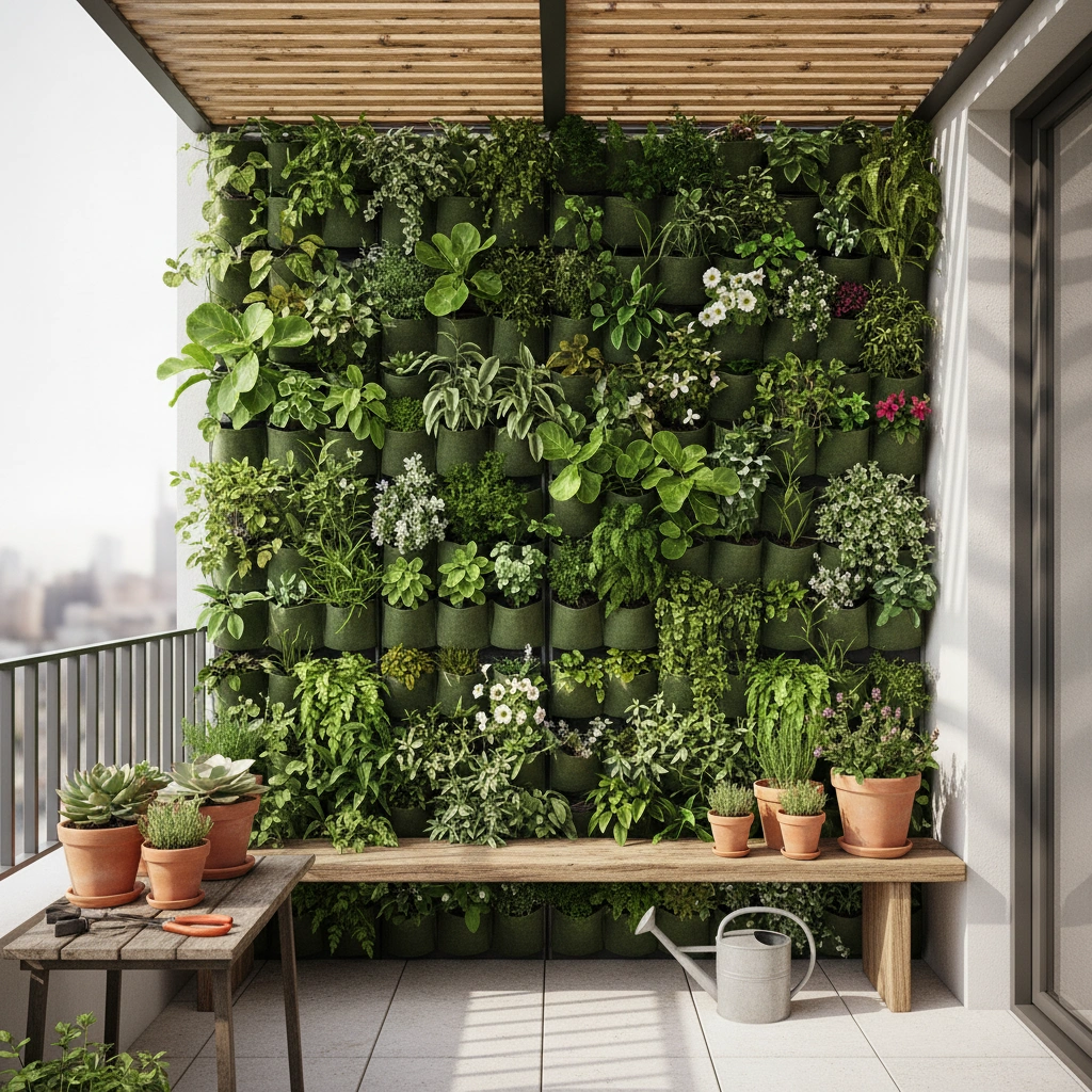 фото Балкон с вертикальным садом: идеи и уход