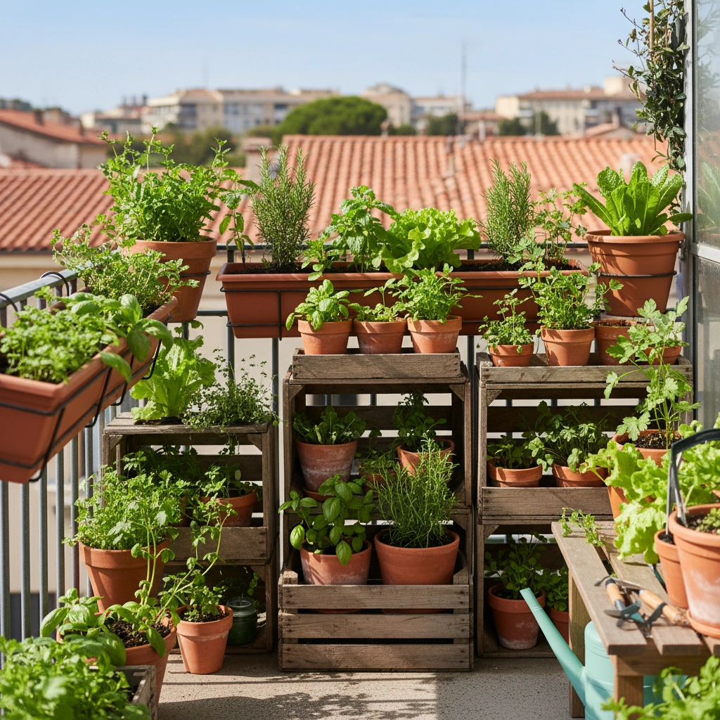 фото Балкон с мини‑огородом: выращивание зелени