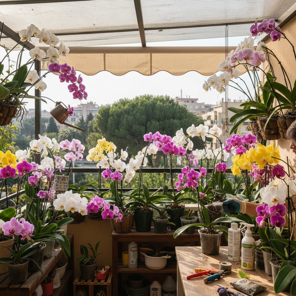 фото Балкон с орхидеями: уход и цветение
