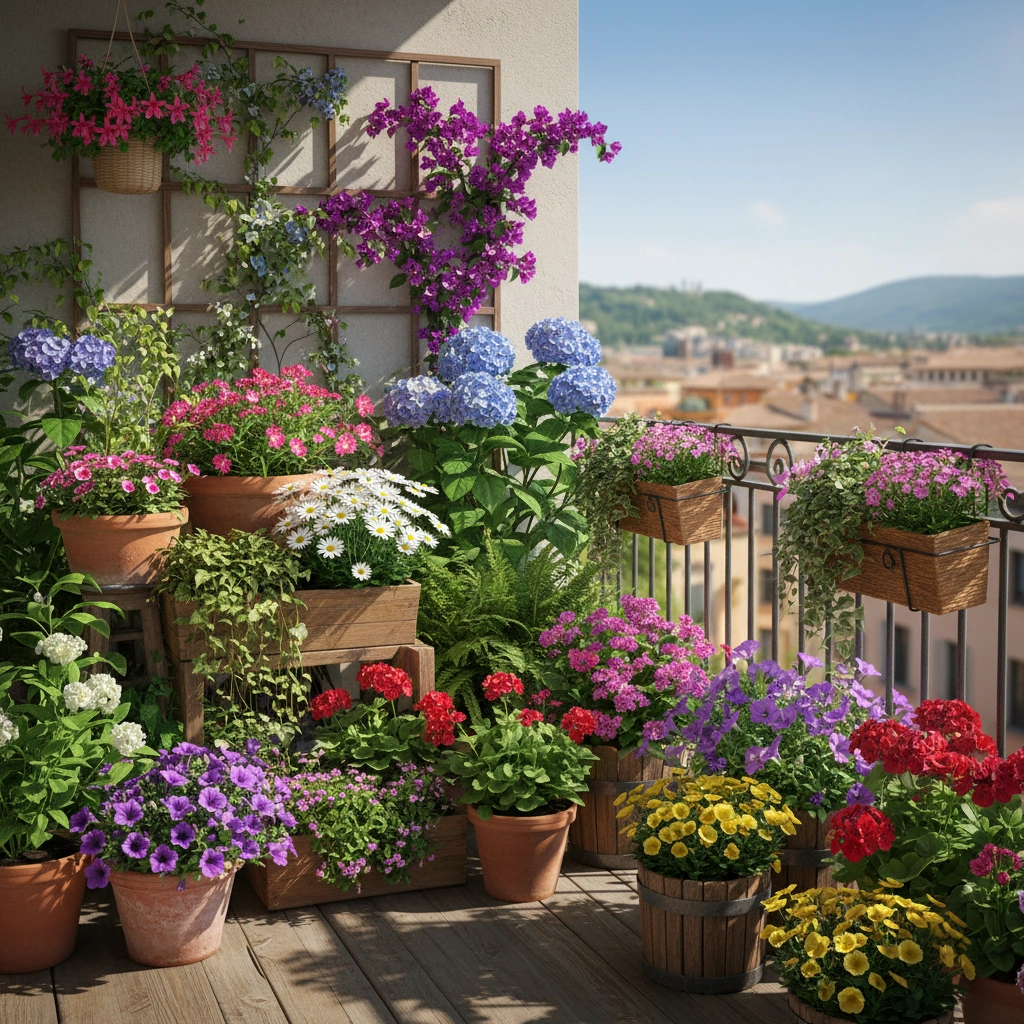 Балкон с цветущими растениями: сезонные композиции | статья от компании Балкон-Бекон